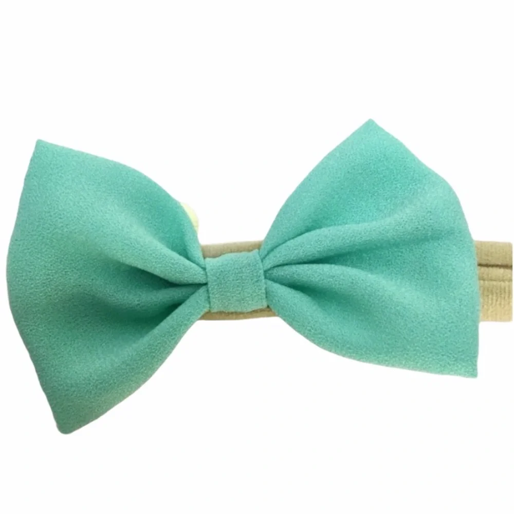 Girl's Aqua Blue, Striped & Pink Stretchy Bow Headbands Variety Three Pack Set